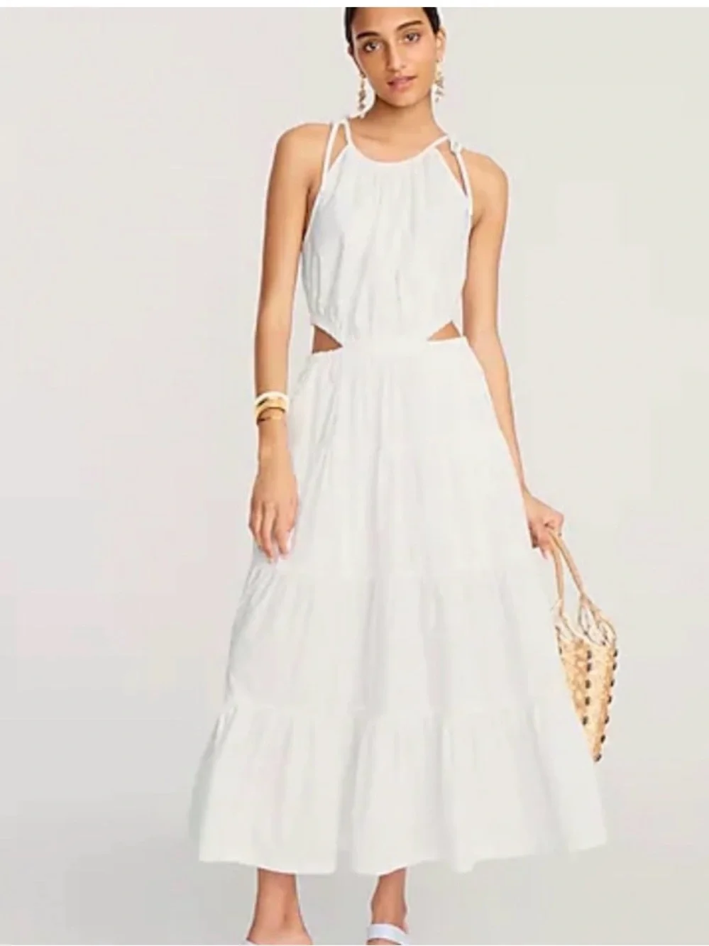 J. Crew Harbour Side Cutout Dress in White Size Medium
